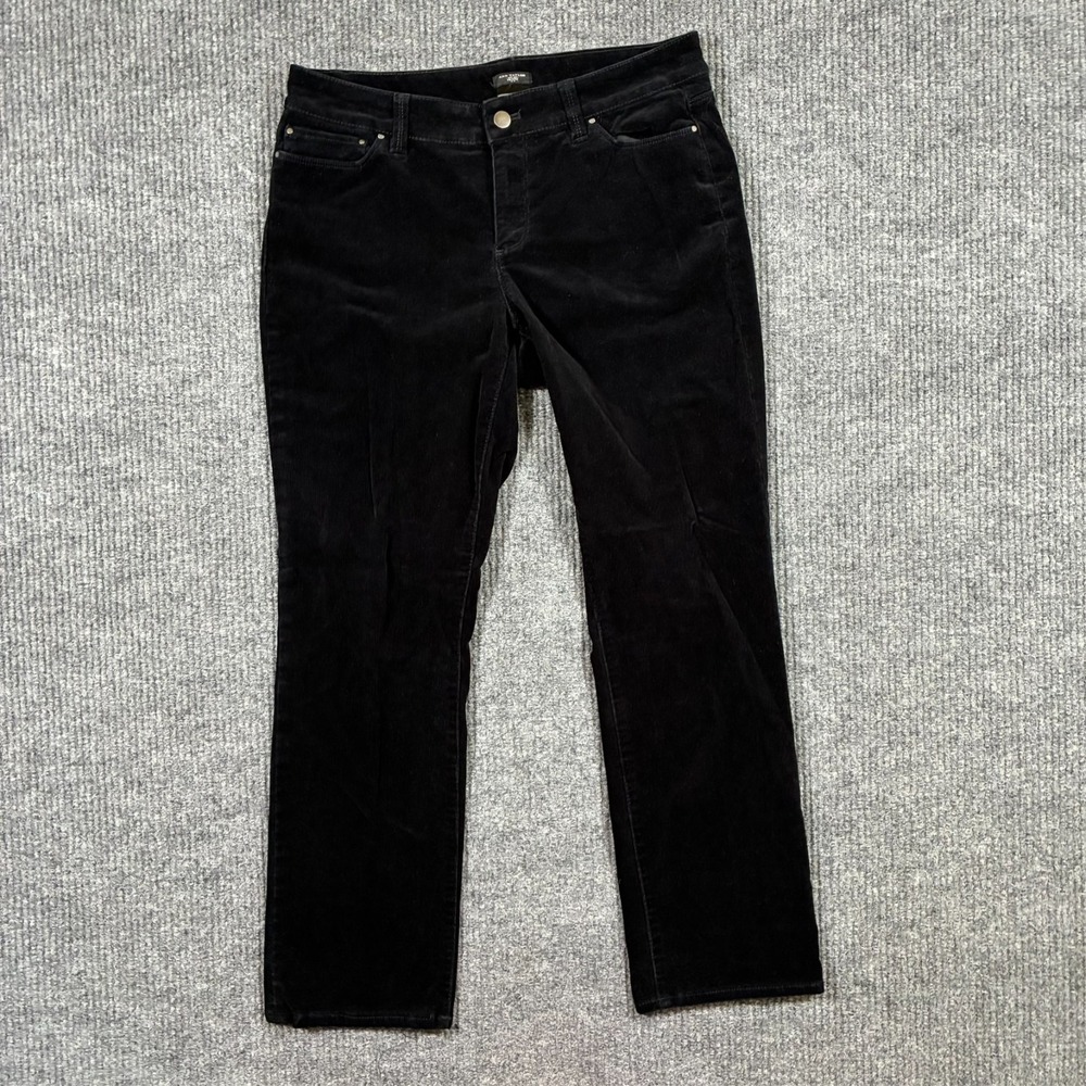 Ann Taylor Womens Pants Petite 10P Black Velvet Curvy 5 Pocket Stretch Mid Rise